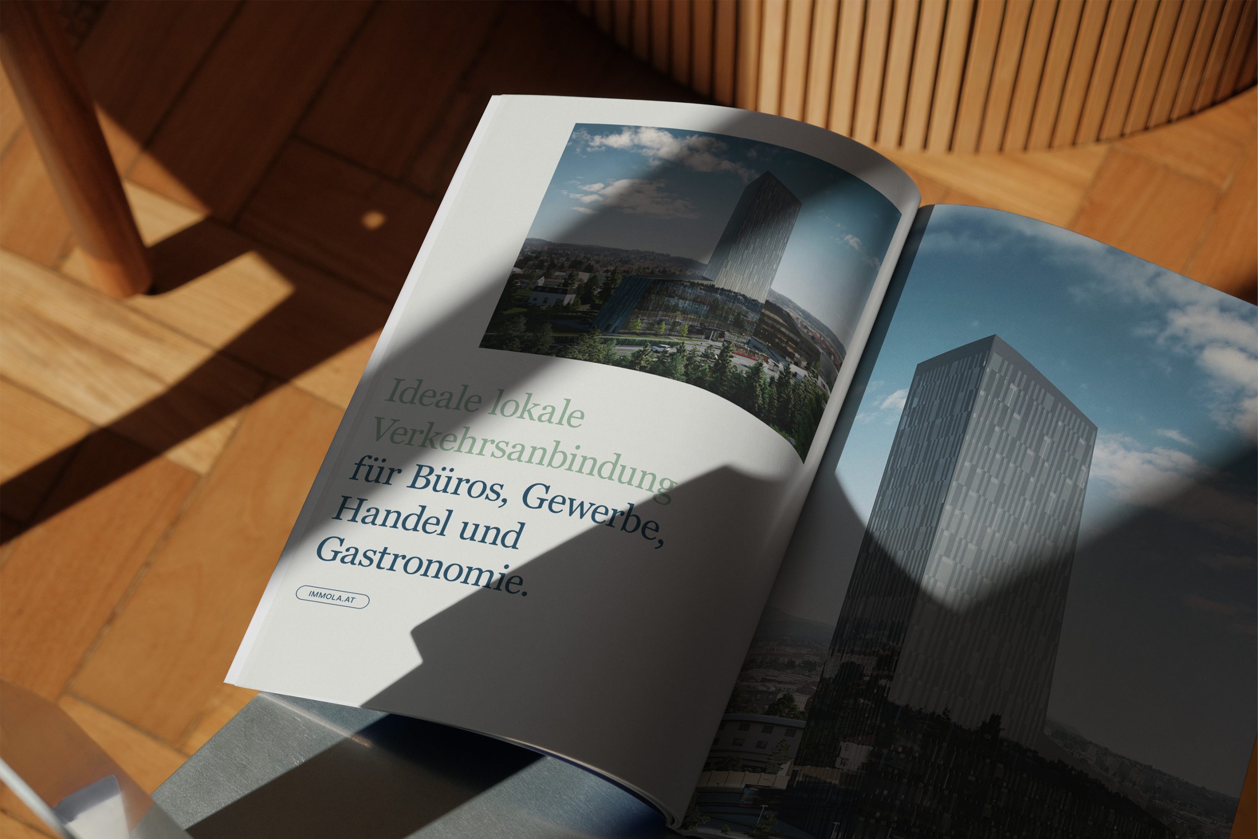 Immobilienfirma Immola Corporate Design Magazin Mockup